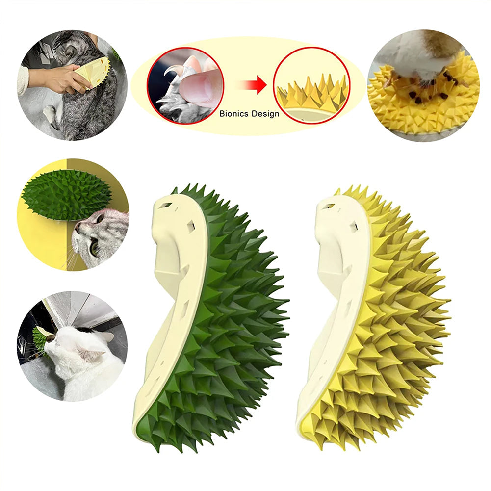 KFX-5605821 Durian-Shaped Cat and Dog Self-Grooming Brush with Massage Combs and Natural Teeth Cleaning Features