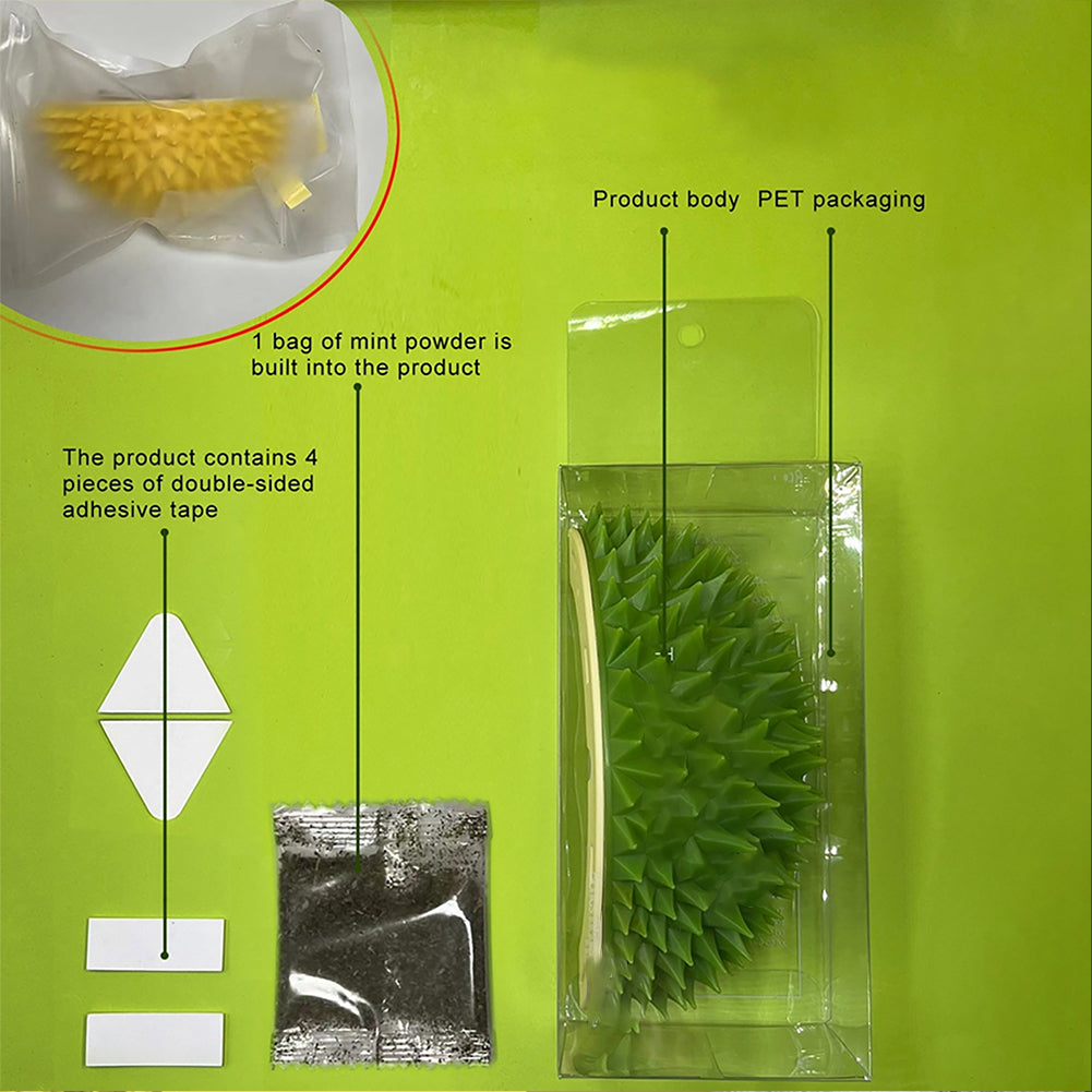 KFX-5605821 Durian-Shaped Cat and Dog Self-Grooming Brush with Massage Combs and Natural Teeth Cleaning Features