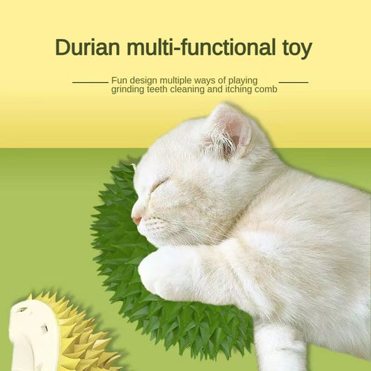 KFX-5605821 Durian-Shaped Cat and Dog Self-Grooming Brush with Massage Combs and Natural Teeth Cleaning Features