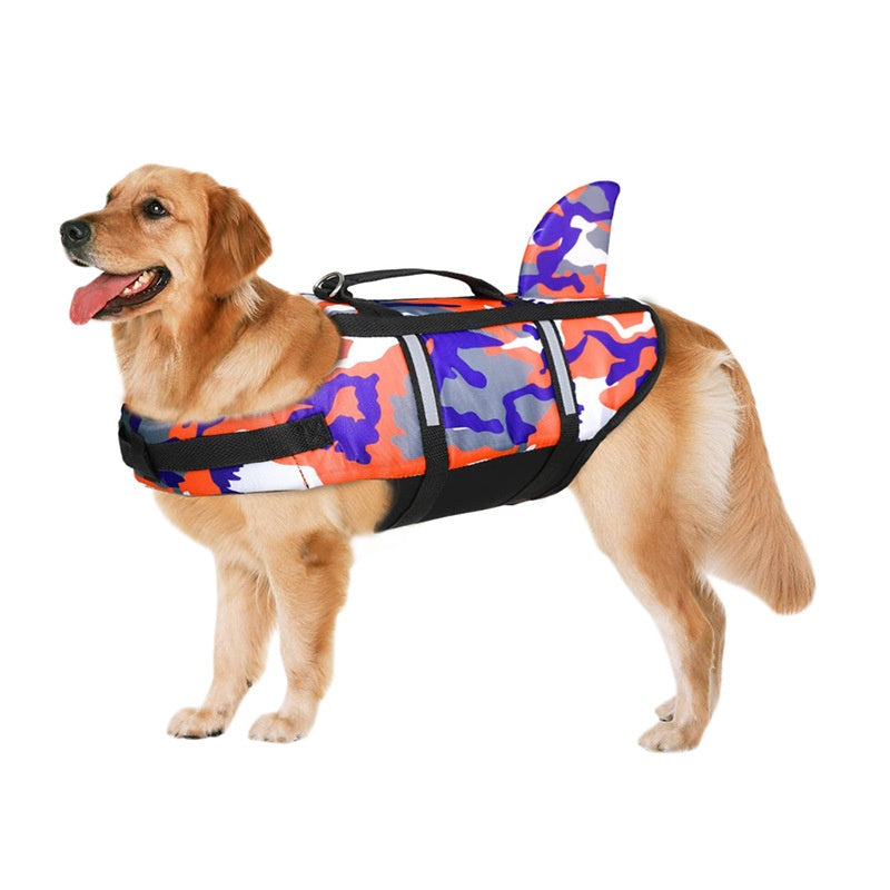 KFX-5606717 Pet Camouflage Swimming Life Jacket - Available in Blue, Green, Pink, Orange, Sizes XS to XXL