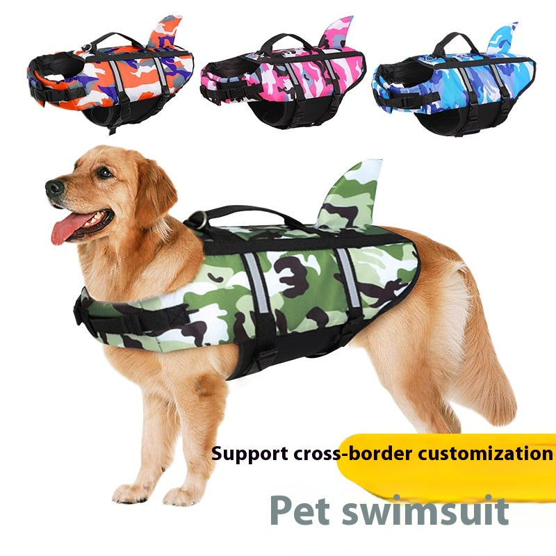 KFX-5606717 Pet Camouflage Swimming Life Jacket - Available in Blue, Green, Pink, Orange, Sizes XS to XXL