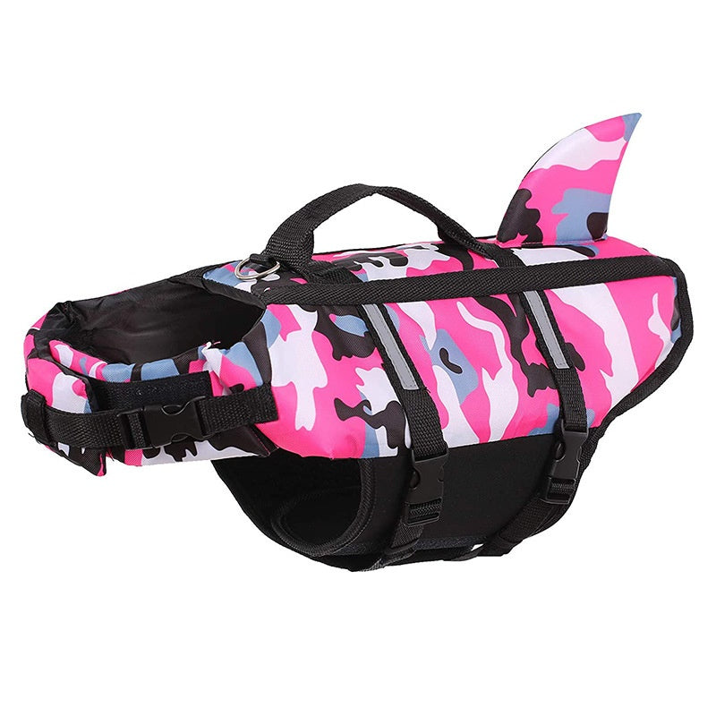 KFX-5606717 Pet Camouflage Swimming Life Jacket - Available in Blue, Green, Pink, Orange, Sizes XS to XXL