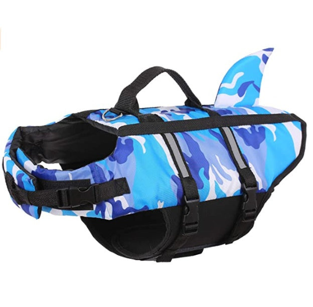 KFX-5606717 Pet Camouflage Swimming Life Jacket - Available in Blue, Green, Pink, Orange, Sizes XS to XXL