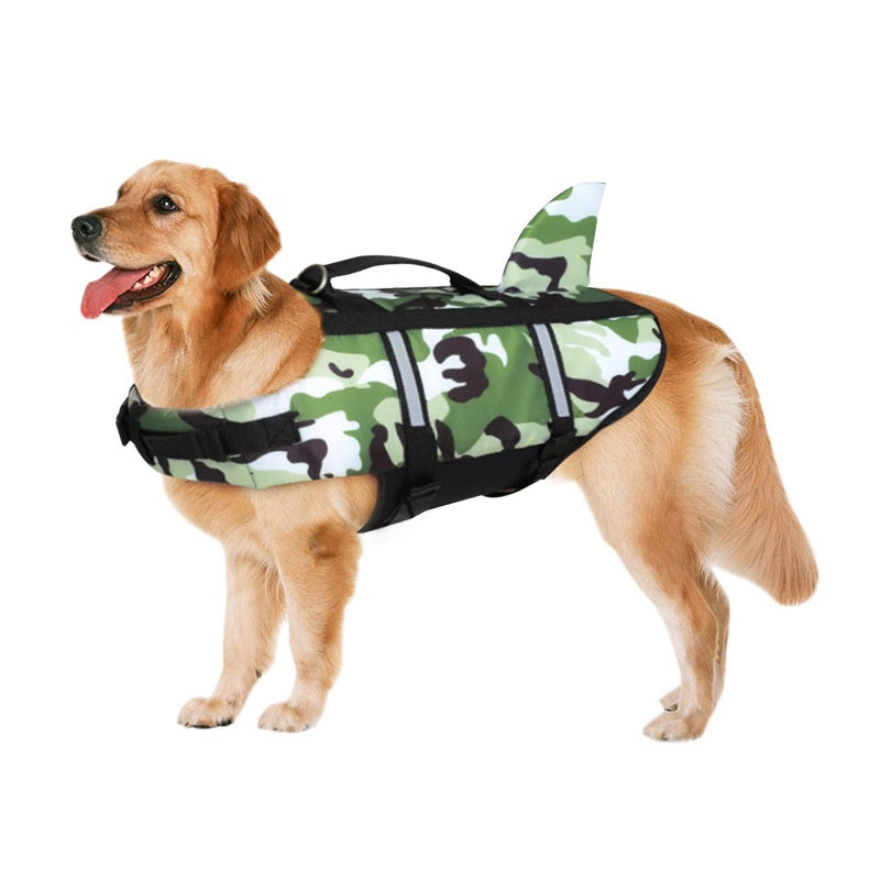 KFX-5606717 Pet Camouflage Swimming Life Jacket - Available in Blue, Green, Pink, Orange, Sizes XS to XXL