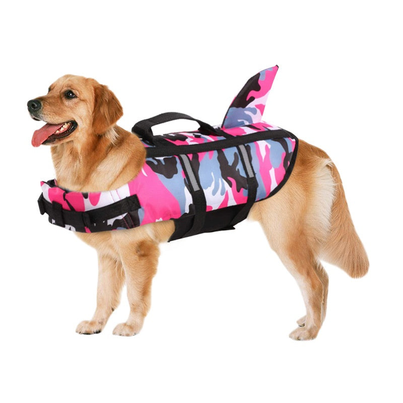 KFX-5606717 Pet Camouflage Swimming Life Jacket - Available in Blue, Green, Pink, Orange, Sizes XS to XXL