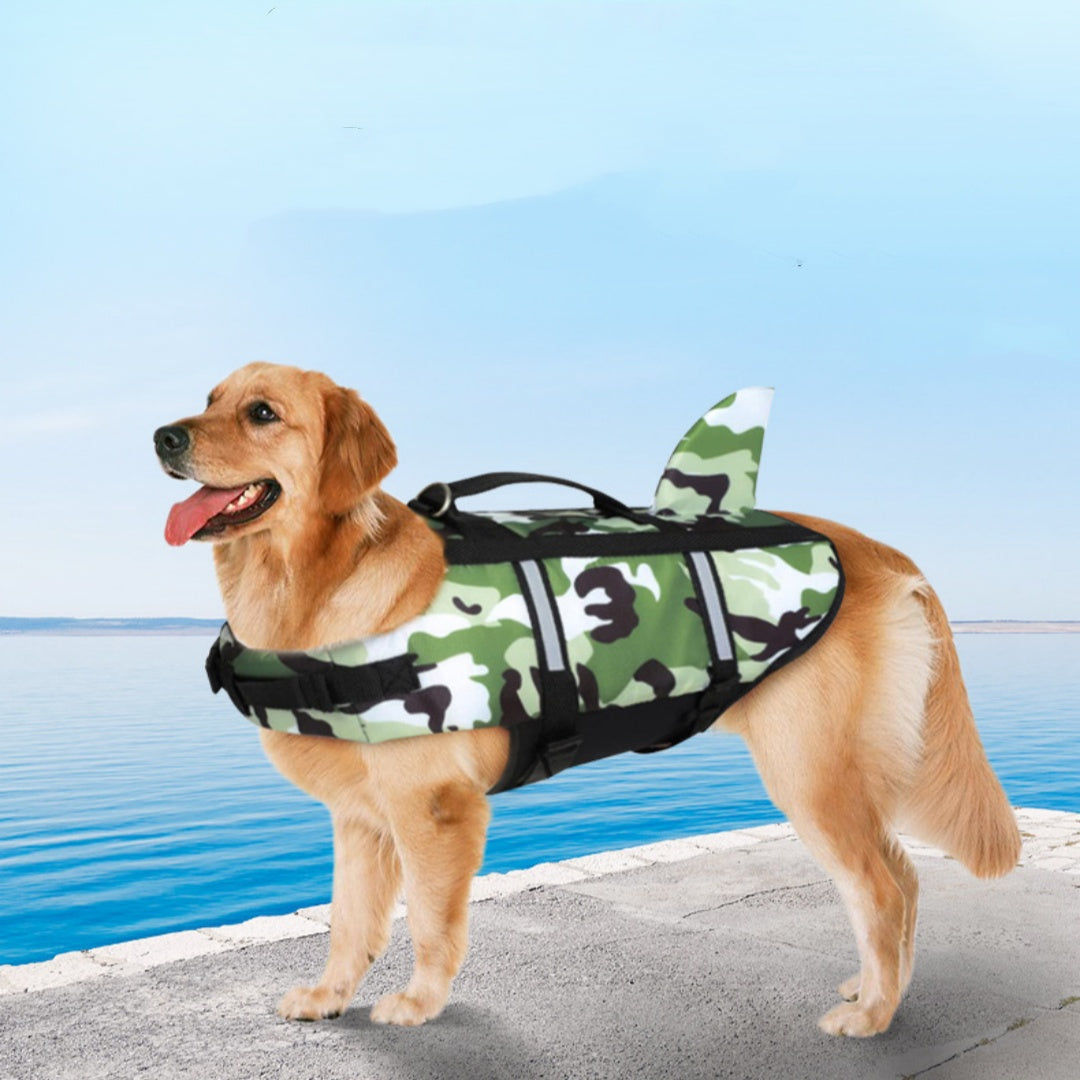 KFX-5606717 Pet Camouflage Swimming Life Jacket - Available in Blue, Green, Pink, Orange, Sizes XS to XXL