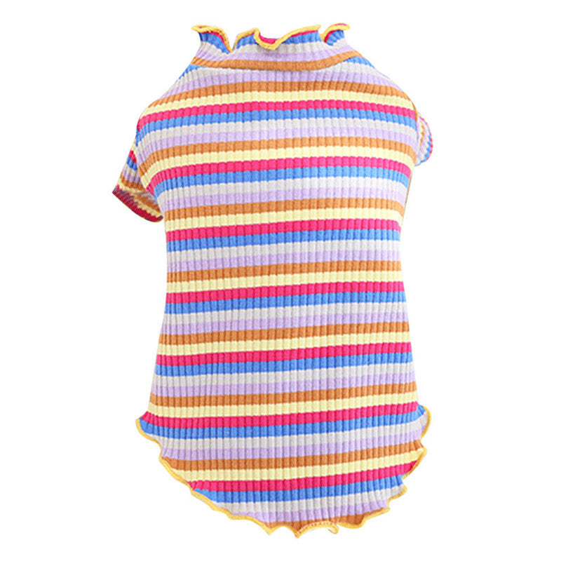 KFX-5608893 Rainbow Stripe Casual Cotton Bottoming Shirt for Everyday Wear