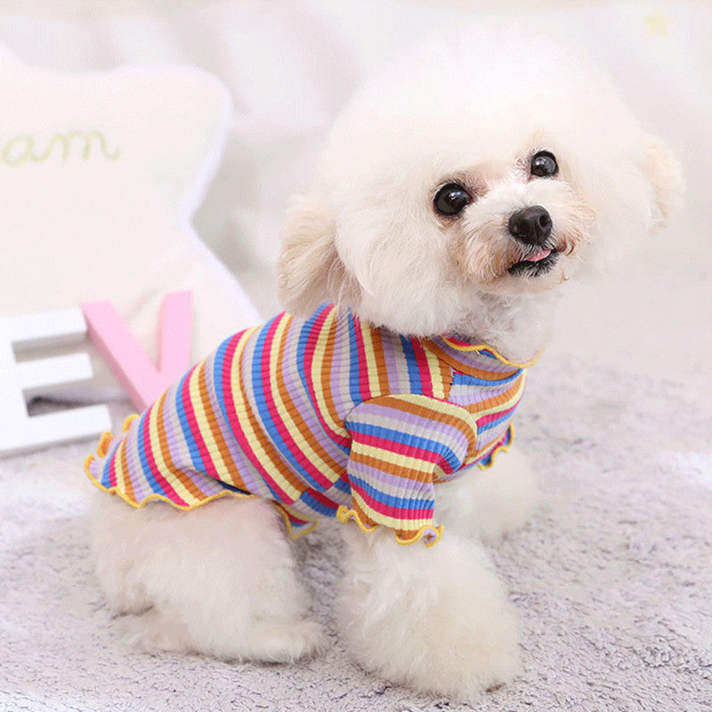 KFX-5608893 Rainbow Stripe Casual Cotton Bottoming Shirt for Everyday Wear