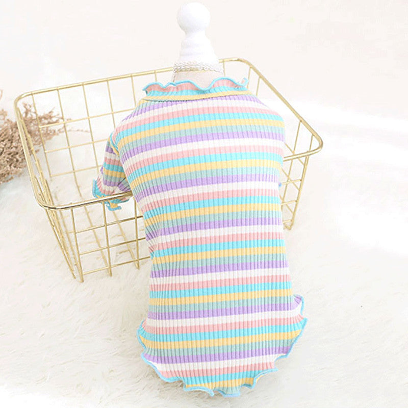 KFX-5608893 Rainbow Stripe Casual Cotton Bottoming Shirt for Everyday Wear