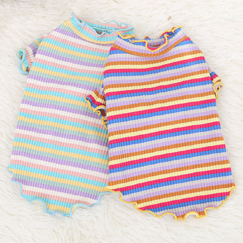 KFX-5608893 Rainbow Stripe Casual Cotton Bottoming Shirt for Everyday Wear