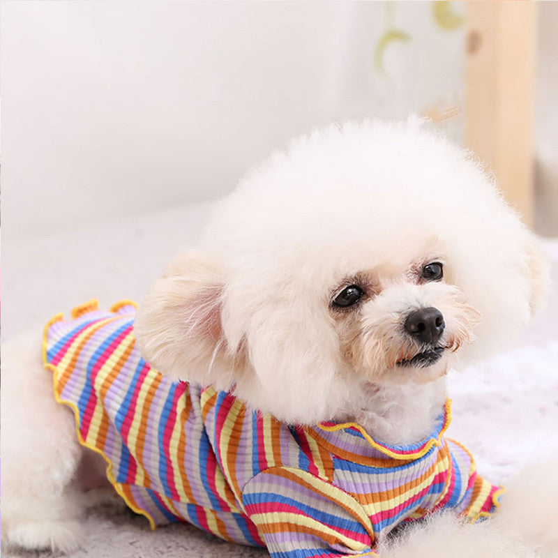 KFX-5608893 Rainbow Stripe Casual Cotton Bottoming Shirt for Everyday Wear
