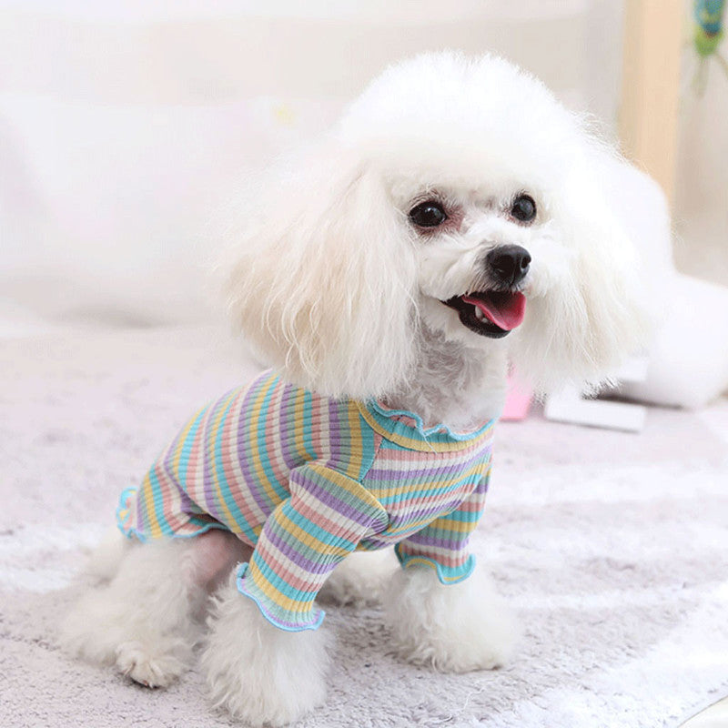 KFX-5608893 Rainbow Stripe Casual Cotton Bottoming Shirt for Everyday Wear