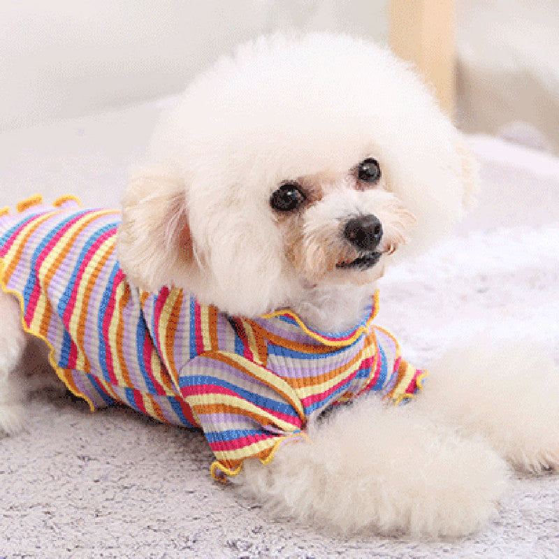 KFX-5608893 Rainbow Stripe Casual Cotton Bottoming Shirt for Everyday Wear