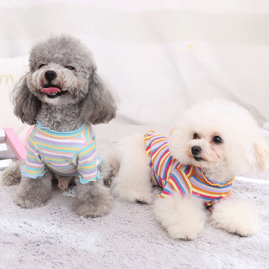 KFX-5608893 Rainbow Stripe Casual Cotton Bottoming Shirt for Everyday Wear