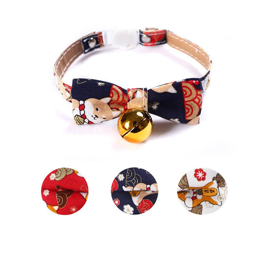 KFX-5612093 Shiba Inu Cartoon Adjustable Pet Bow Tie, Nylon Material, 17-30cm Size