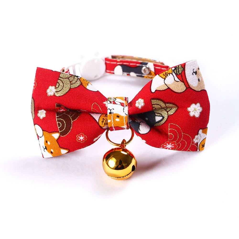 KFX-5612093 Shiba Inu Cartoon Adjustable Pet Bow Tie, Nylon Material, 17-30cm Size