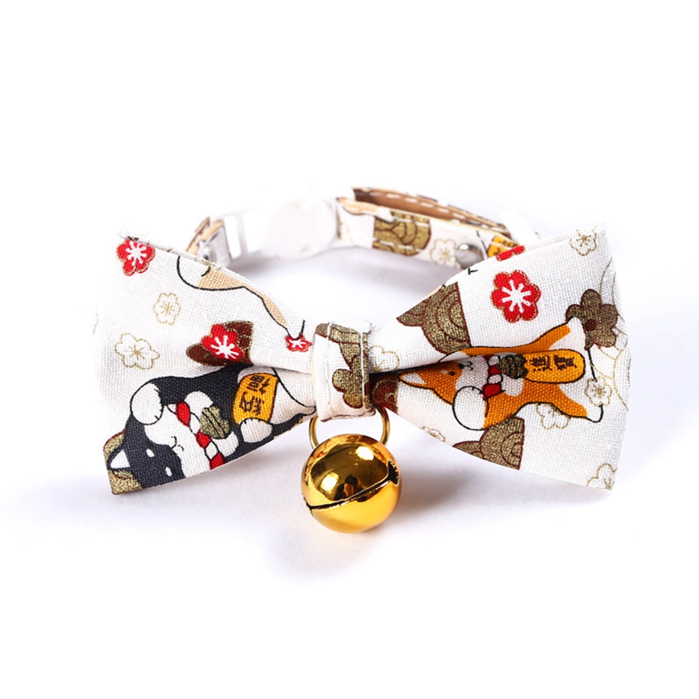 KFX-5612093 Shiba Inu Cartoon Adjustable Pet Bow Tie, Nylon Material, 17-30cm Size