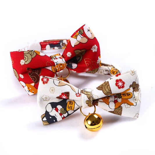 KFX-5612093 Shiba Inu Cartoon Adjustable Pet Bow Tie, Nylon Material, 17-30cm Size