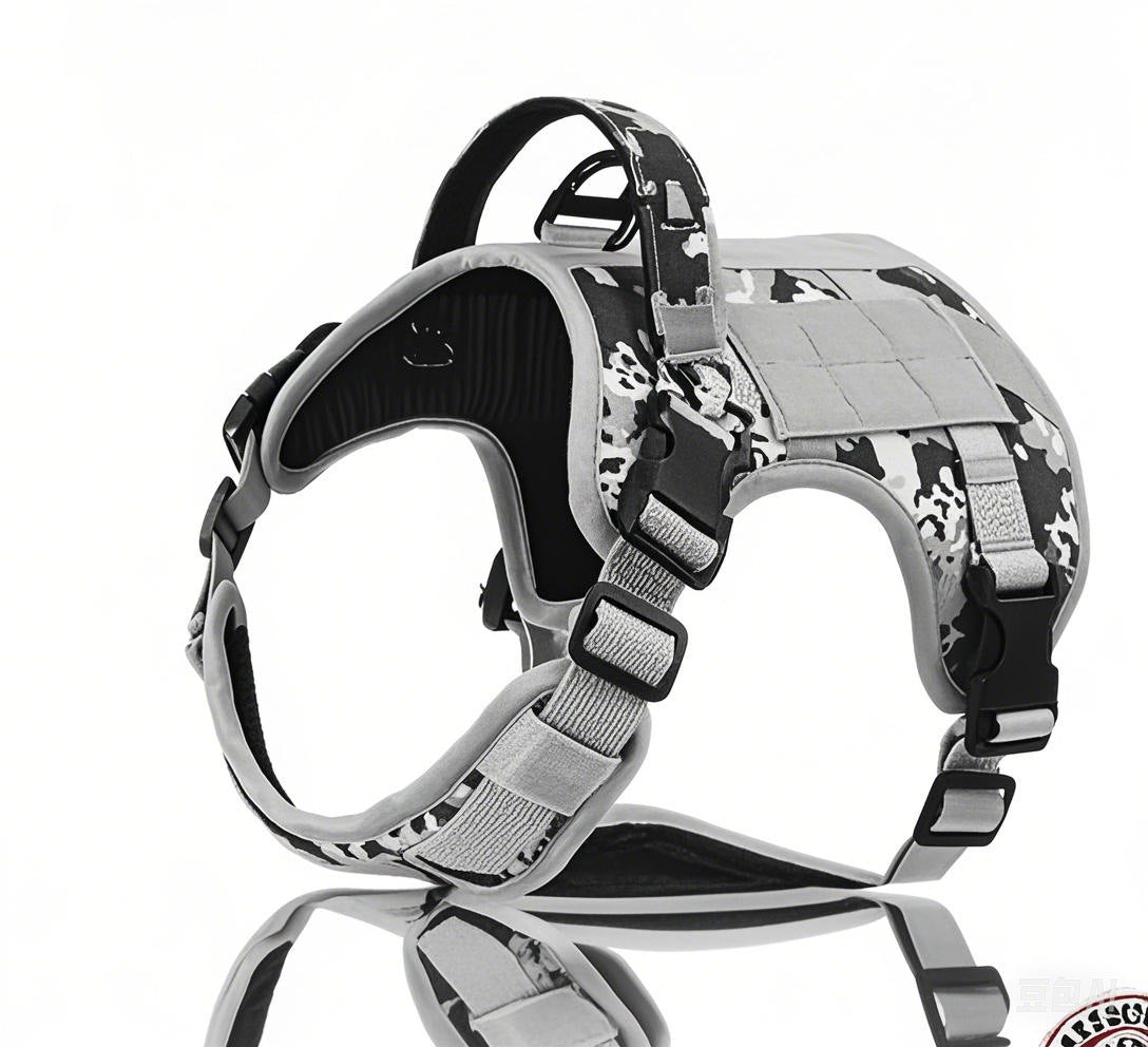 KFX-5613373 Tactical Dog Harness in Khaki, Black, Rose Red, Camouflage Blue, and Camouflage White - Durable Polyester Material for Comfort and Control