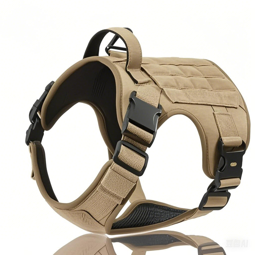 KFX-5613373 Tactical Dog Harness in Khaki, Black, Rose Red, Camouflage Blue, and Camouflage White - Durable Polyester Material for Comfort and Control