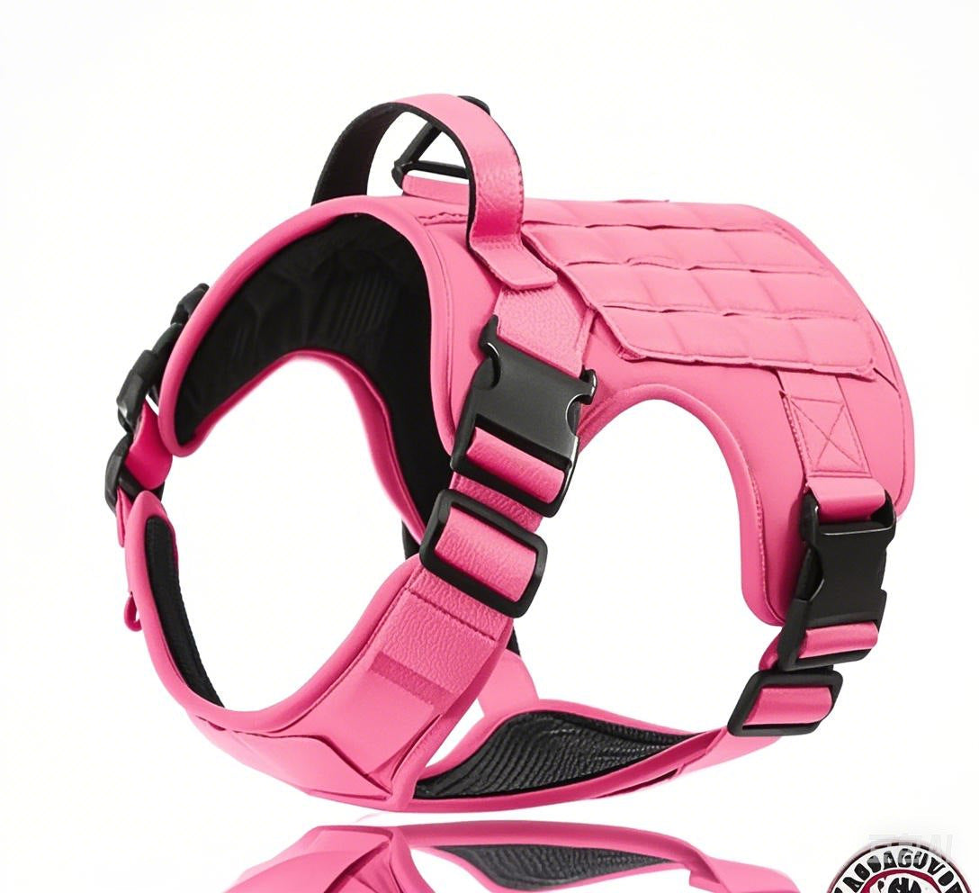 KFX-5613373 Tactical Dog Harness in Khaki, Black, Rose Red, Camouflage Blue, and Camouflage White - Durable Polyester Material for Comfort and Control