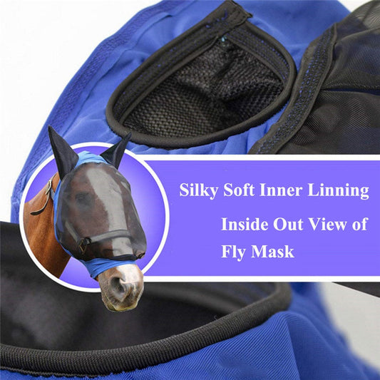 KFX-5613757 Mosquito-Proof One-Piece Fly Mask for Horses with UV Protection and Adjustable Fit