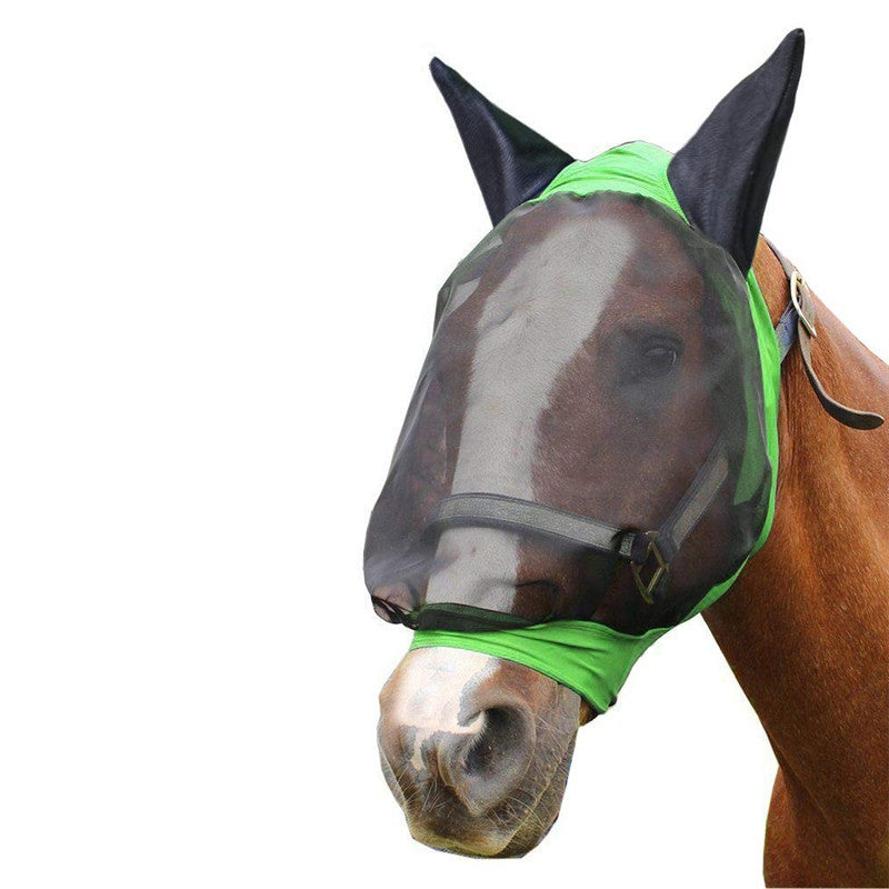 KFX-5613757 Mosquito-Proof One-Piece Fly Mask for Horses with UV Protection and Adjustable Fit