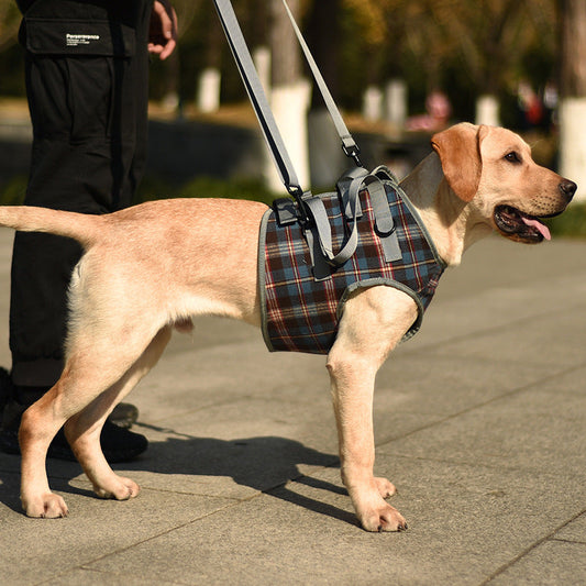 KFX-5619133 High Aged Dog Accessory Chest Strap in Blue and Red Lattice Patterns with Optional Shoulder Strap