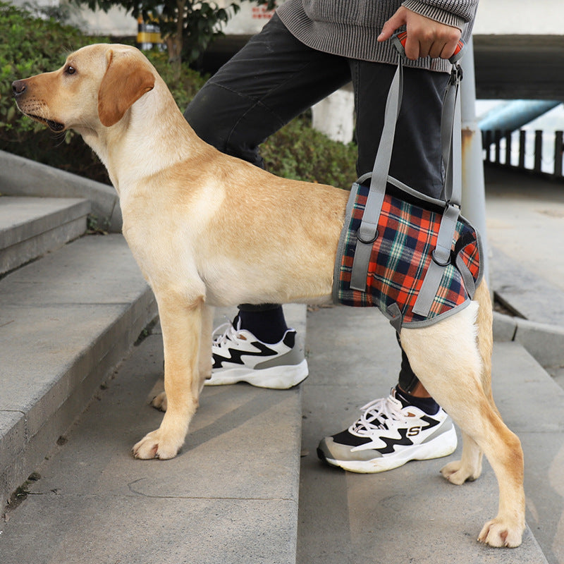 KFX-5619133 High Aged Dog Accessory Chest Strap in Blue and Red Lattice Patterns with Optional Shoulder Strap