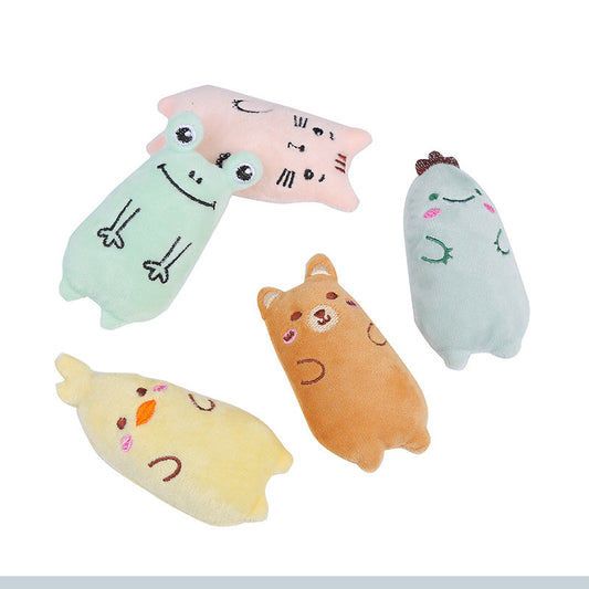 KFX-5619517 Plush Cat Oval Toys with Cat Grass - Available in Frog, Dinosaur, Brown Bear, Cat, and Duck Designs