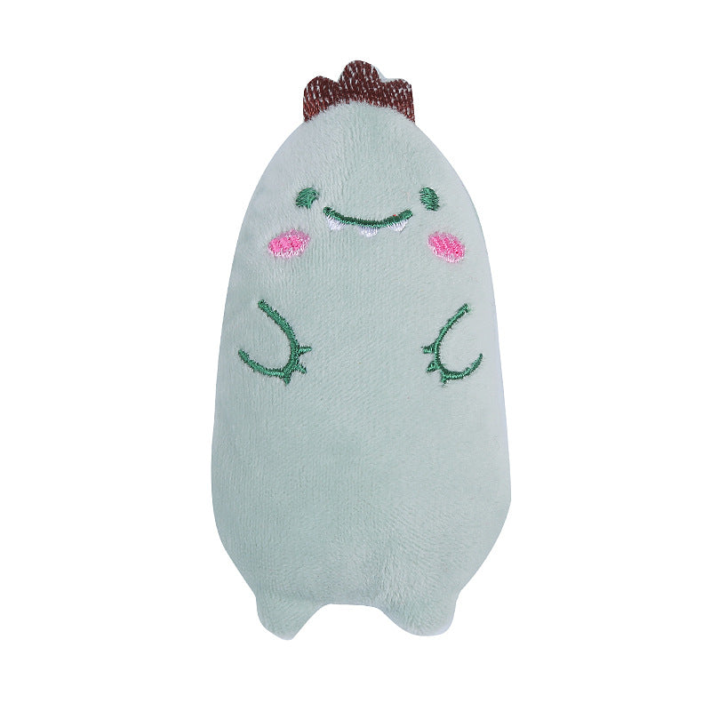 KFX-5619517 Plush Cat Oval Toys with Cat Grass - Available in Frog, Dinosaur, Brown Bear, Cat, and Duck Designs