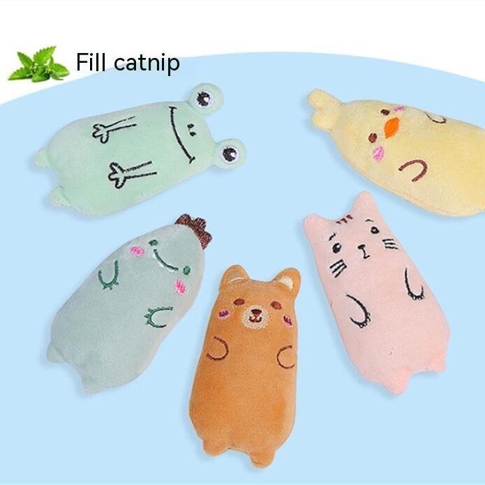 KFX-5619517 Plush Cat Oval Toys with Cat Grass - Available in Frog, Dinosaur, Brown Bear, Cat, and Duck Designs