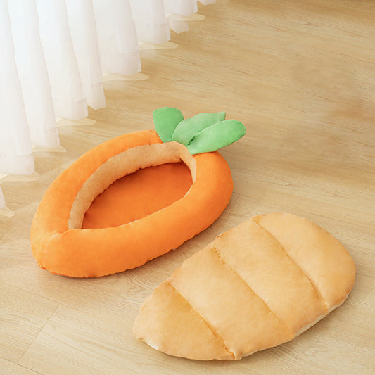 KFX-5619901 Carrot Dog Nesting Bed with Washable Soft Blanket for Small and Medium Pets