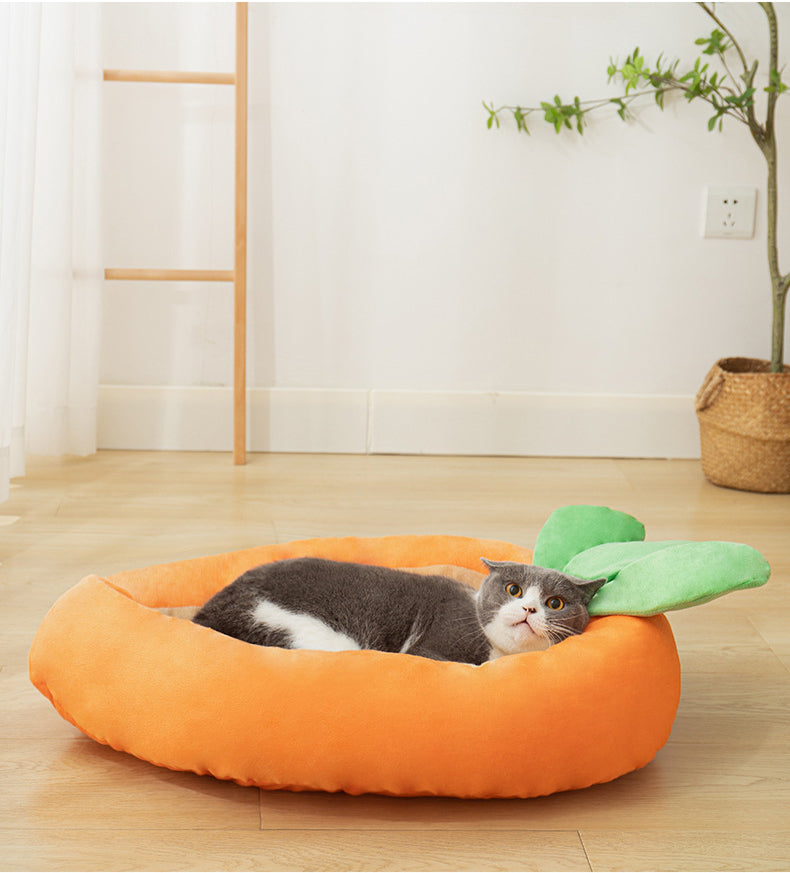 KFX-5619901 Carrot Dog Nesting Bed with Washable Soft Blanket for Small and Medium Pets