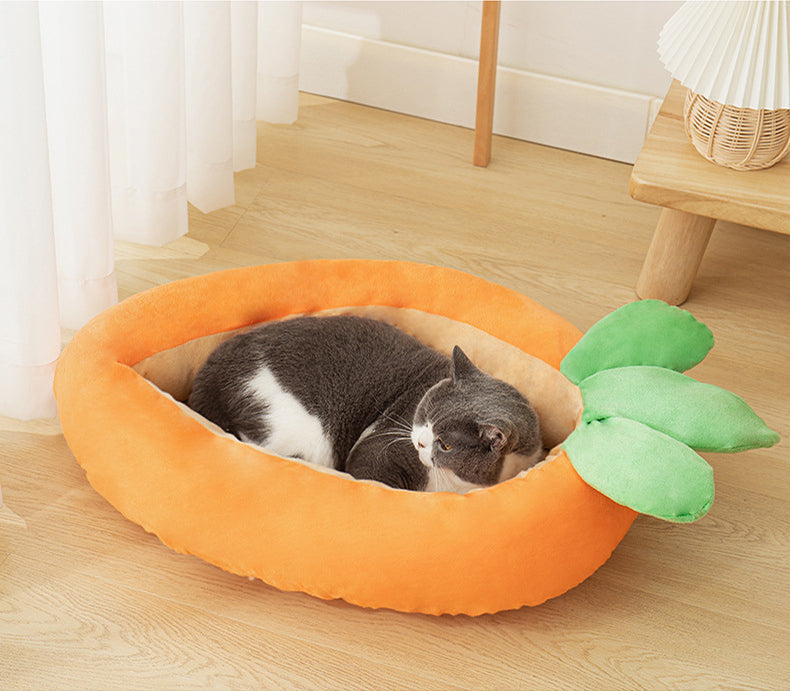 KFX-5619901 Carrot Dog Nesting Bed with Washable Soft Blanket for Small and Medium Pets