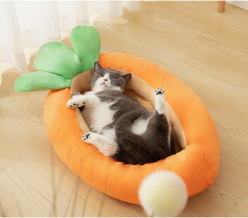 KFX-5619901 Carrot Dog Nesting Bed with Washable Soft Blanket for Small and Medium Pets