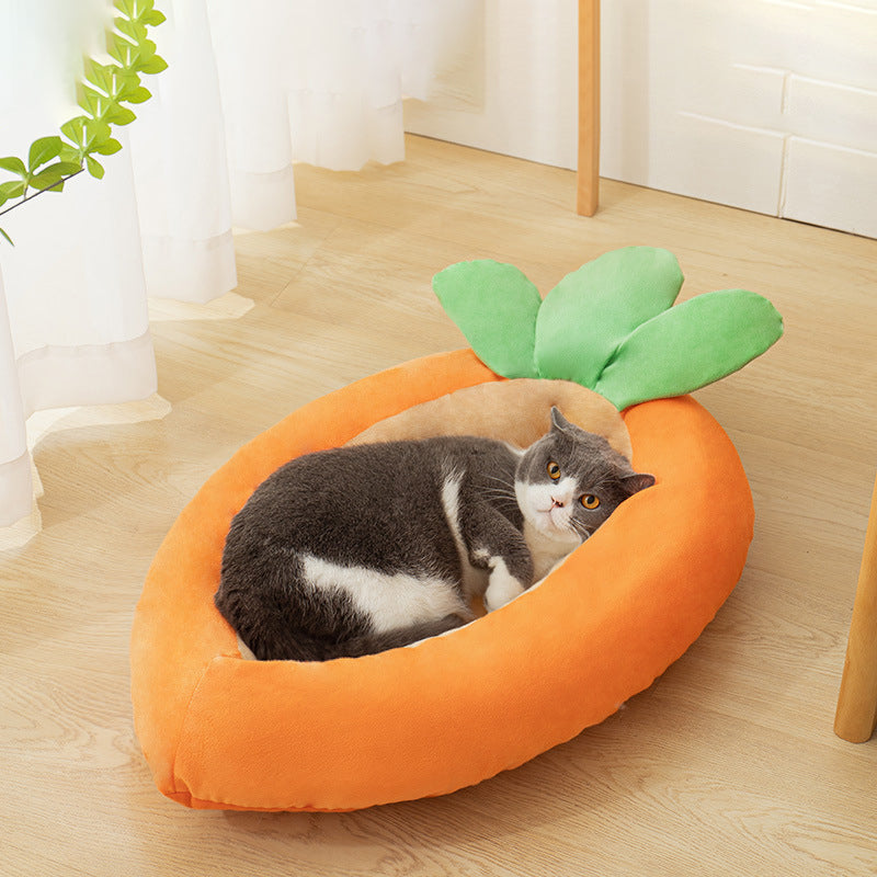 KFX-5619901 Carrot Dog Nesting Bed with Washable Soft Blanket for Small and Medium Pets
