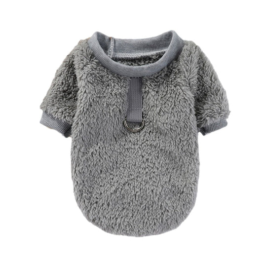 KFX-5620413 Hooded Double-Sided Fleece Dog Clothes in Various Colors with Traction Rope Clip