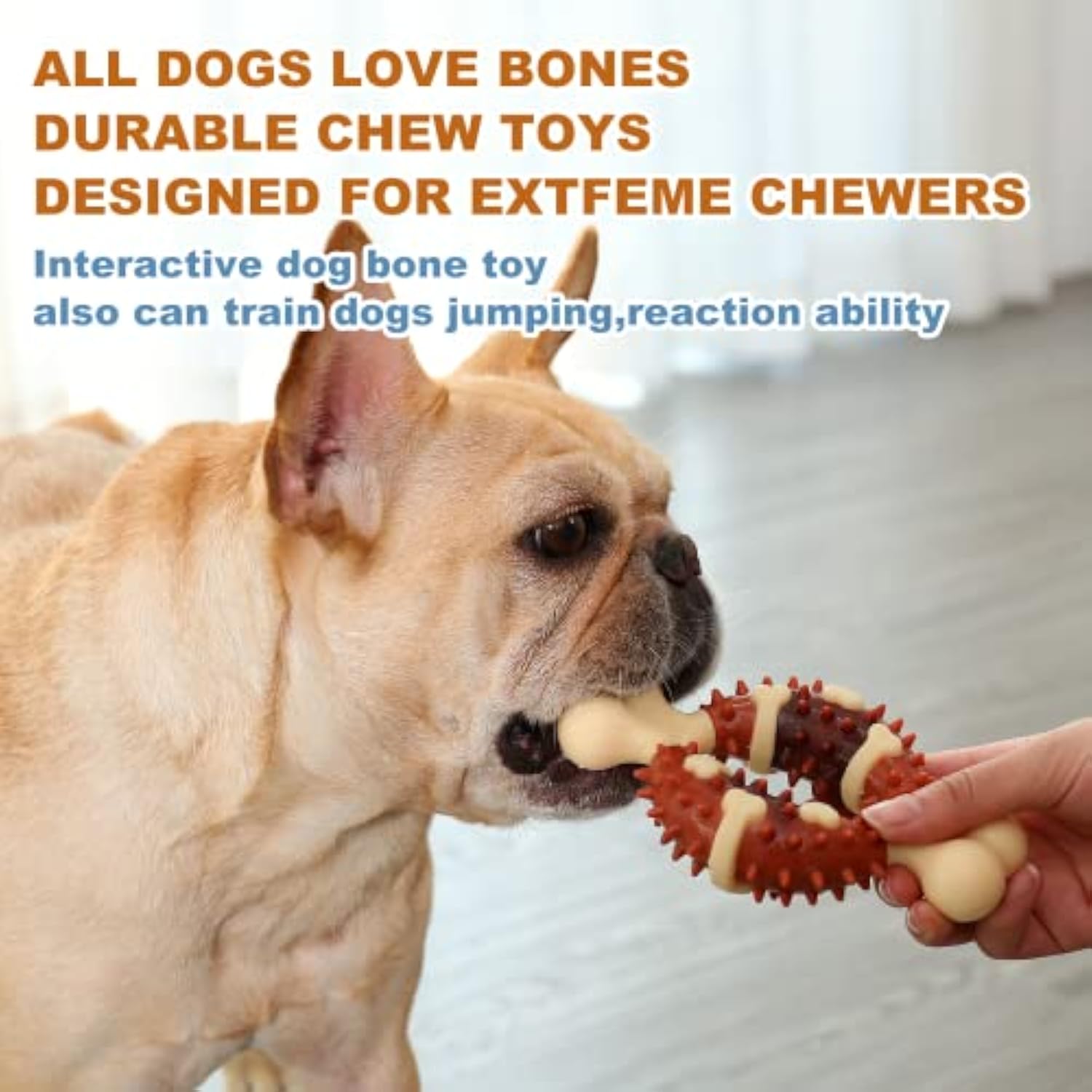 KFX-5623101 Pet Dental Chew Toy for Teeth Grinding, Anxiety Relief, and Oral Health - Natural Rubber Bone Shape