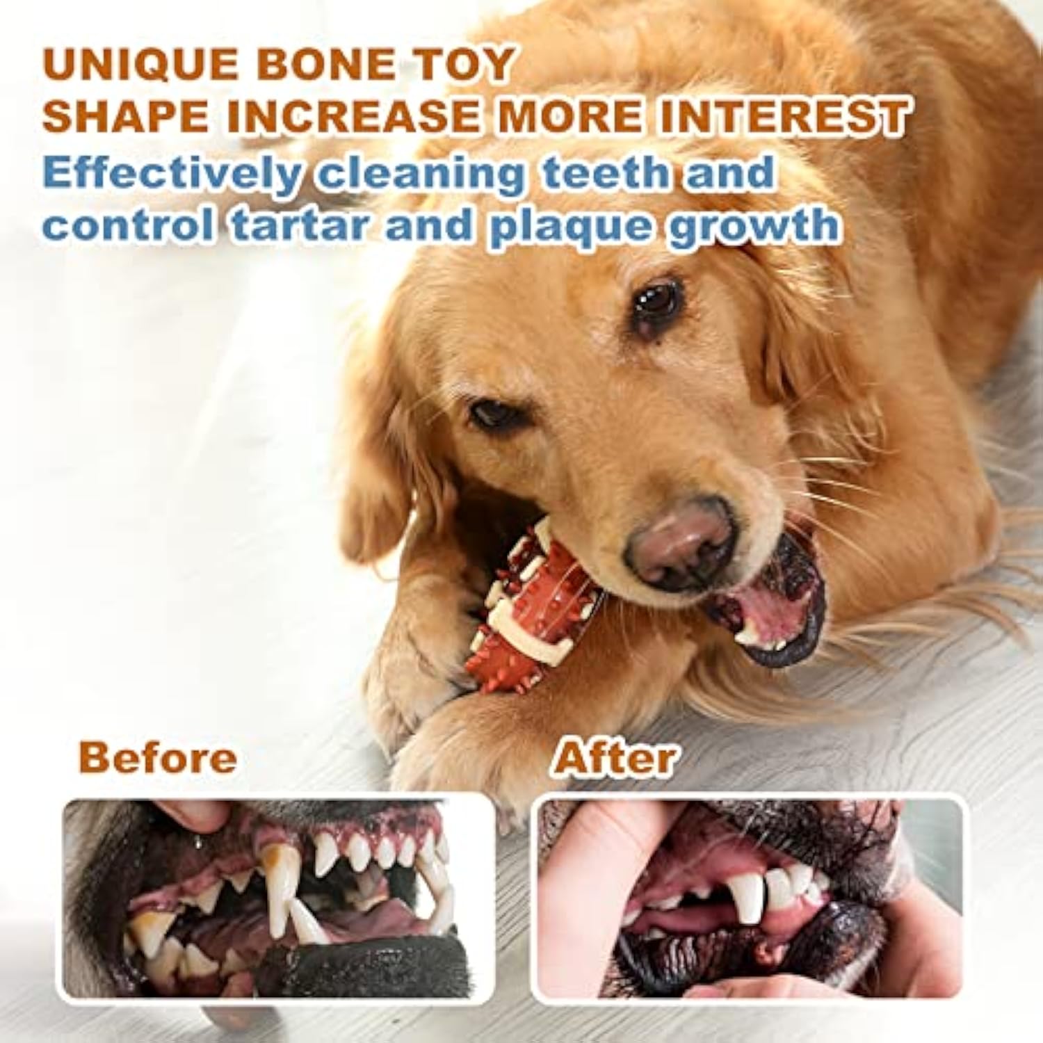 KFX-5623101 Pet Dental Chew Toy for Teeth Grinding, Anxiety Relief, and Oral Health - Natural Rubber Bone Shape