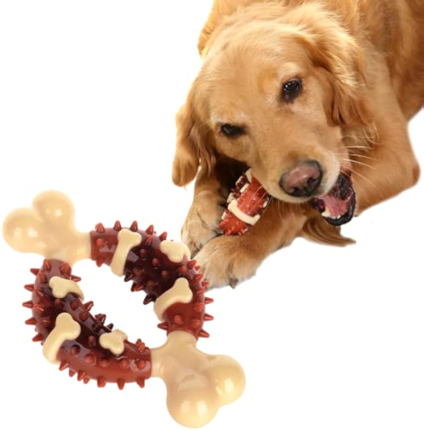 KFX-5623101 Pet Dental Chew Toy for Teeth Grinding, Anxiety Relief, and Oral Health - Natural Rubber Bone Shape