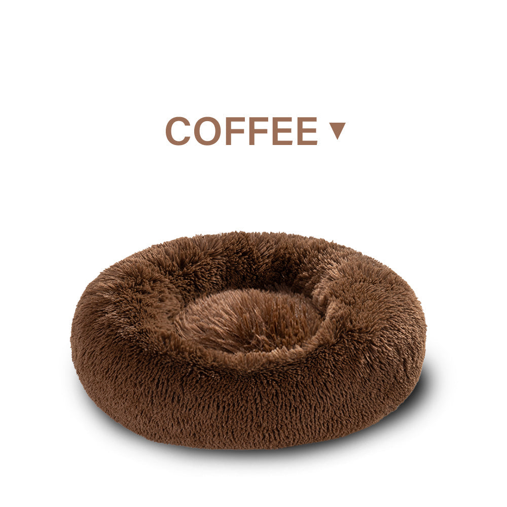 KFX-5623869 Cozy Doughnut-Shaped Pet Bed for Medium to Large Cats and Dogs, Washable Plush Cushion