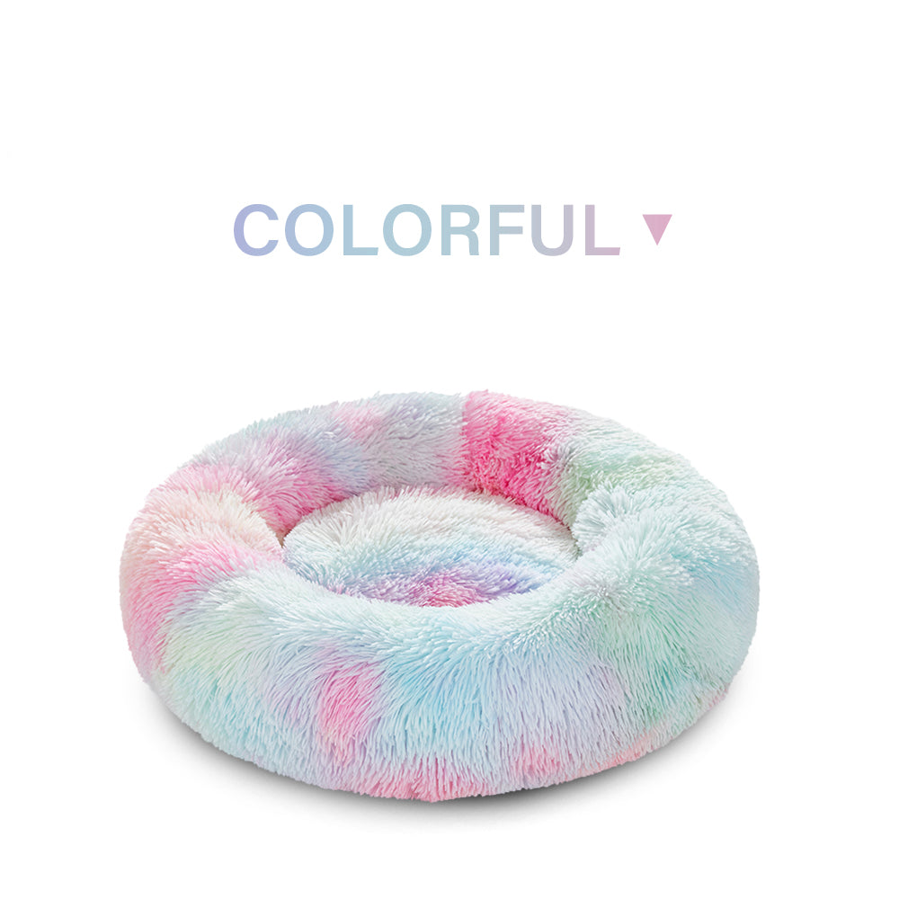 KFX-5623869 Cozy Doughnut-Shaped Pet Bed for Medium to Large Cats and Dogs, Washable Plush Cushion