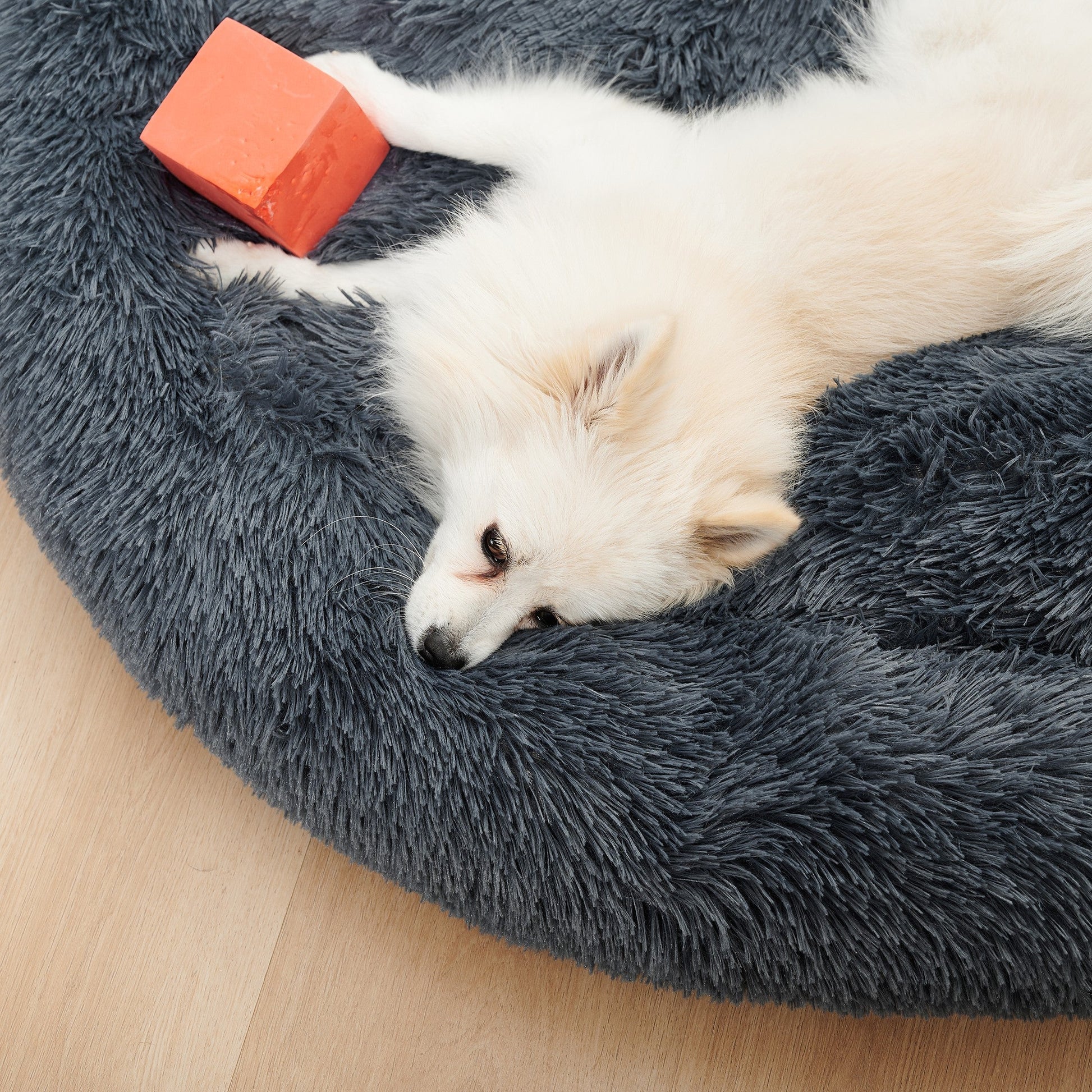 KFX-5623869 Cozy Doughnut-Shaped Pet Bed for Medium to Large Cats and Dogs, Washable Plush Cushion