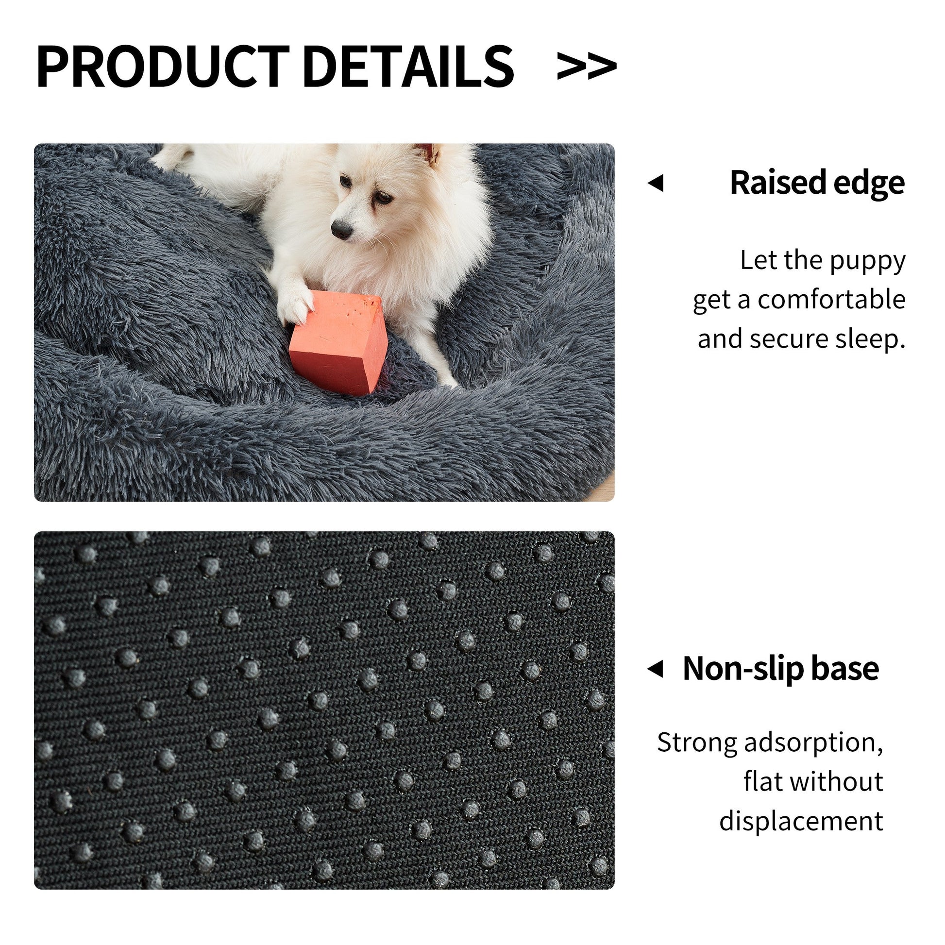 KFX-5623869 Cozy Doughnut-Shaped Pet Bed for Medium to Large Cats and Dogs, Washable Plush Cushion