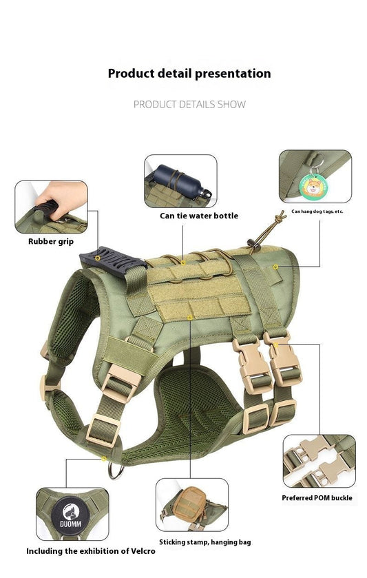 KFX-5628221 Tactical Pet Harness for Dogs, Adjustable Oxford Cloth in Black, Army Green, Gray