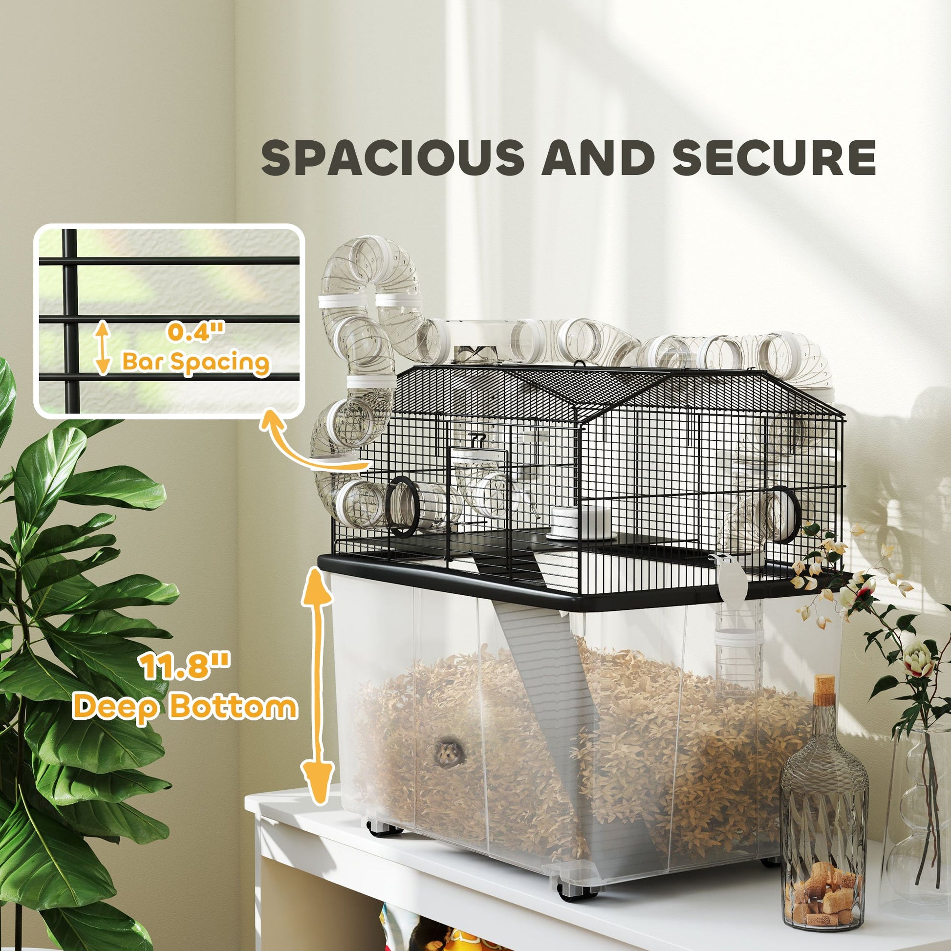 KFX-5629245 Two-Tier Hamster Cage with Tube System and Deep Tray for Dwarf Hamsters and Gerbils