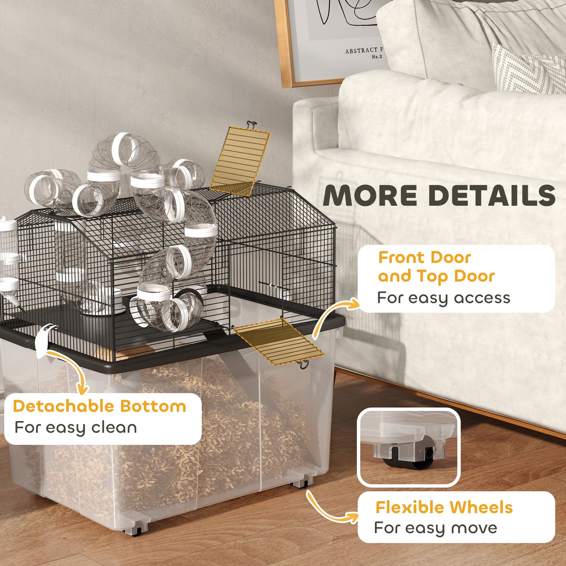 KFX-5629245 Two-Tier Hamster Cage with Tube System and Deep Tray for Dwarf Hamsters and Gerbils