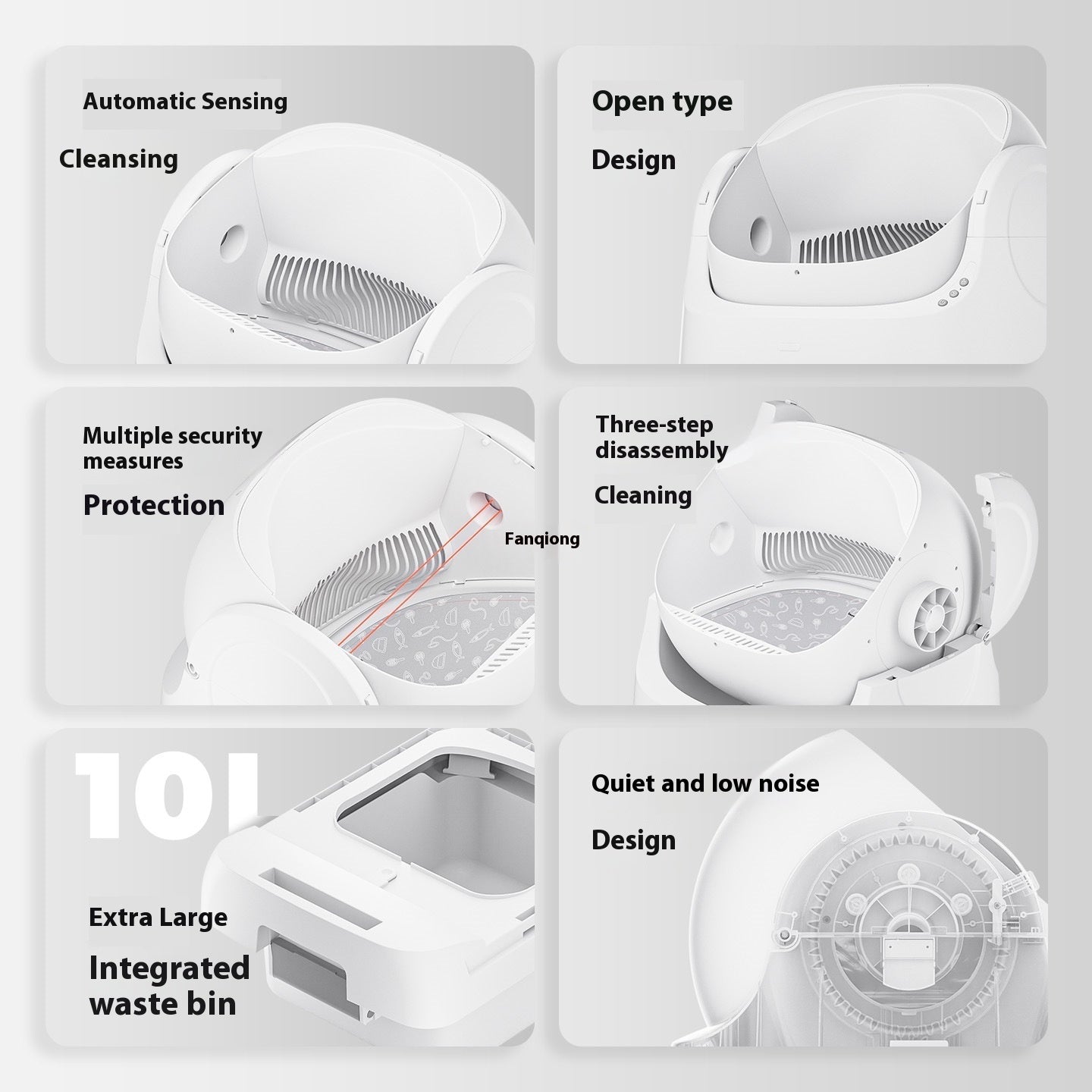 KFX-5629373 Automatic Self-Cleaning Litter Box in White with Deodorizing Features and Accessories