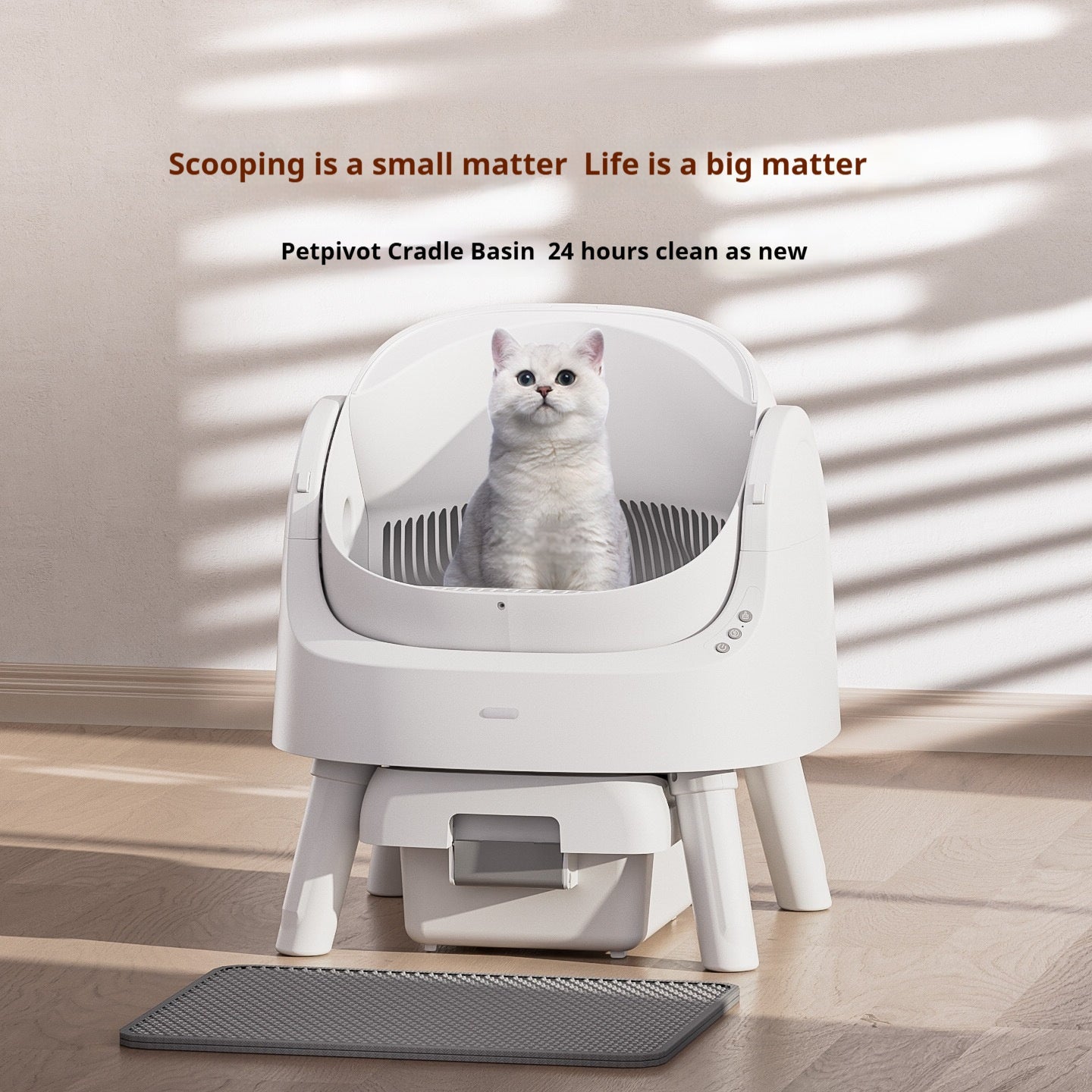 KFX-5629373 Automatic Self-Cleaning Litter Box in White with Deodorizing Features and Accessories